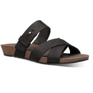 Teva Women's Mahonia Black Leather Slip On Slides Sandals Shoes‎ Size 10.5